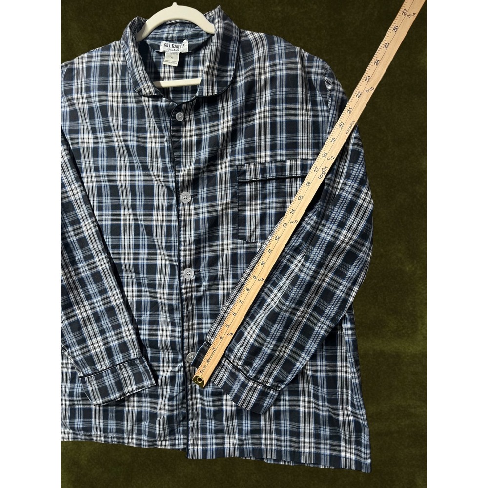 Bill Blass Mens Pajama Set Navy White Plaid Long Sleeve Button Down XL Sleepwear - Picture 5 of 12